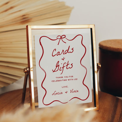 That’s Amore Cards and Gifts Sign – Editable Wavy Canva Template for Italian Wedding Table Decor