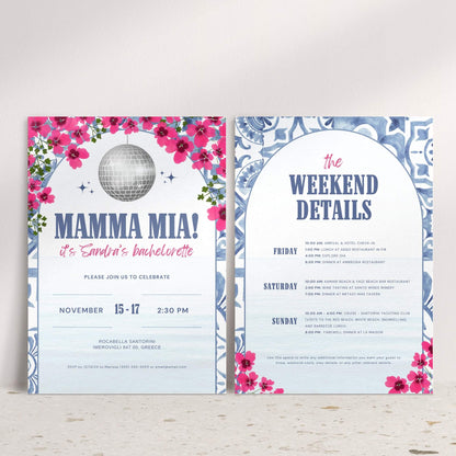 Mamma Mia Bachelorette Itinerary – Editable Canva Travel Schedule for Dancing Queen Party