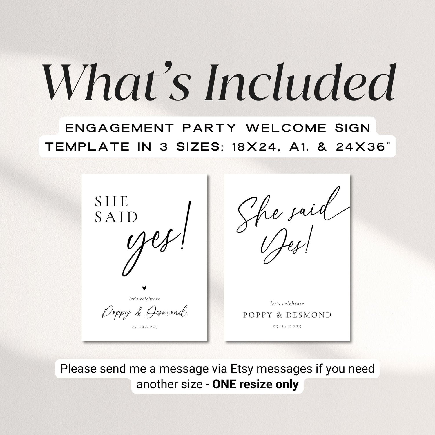 Modern Engagement Party Sign Template, Minimalist Welcome Sign, Editable Welcome to Our Engagement Poster, She Said Yes Party Decor Canva