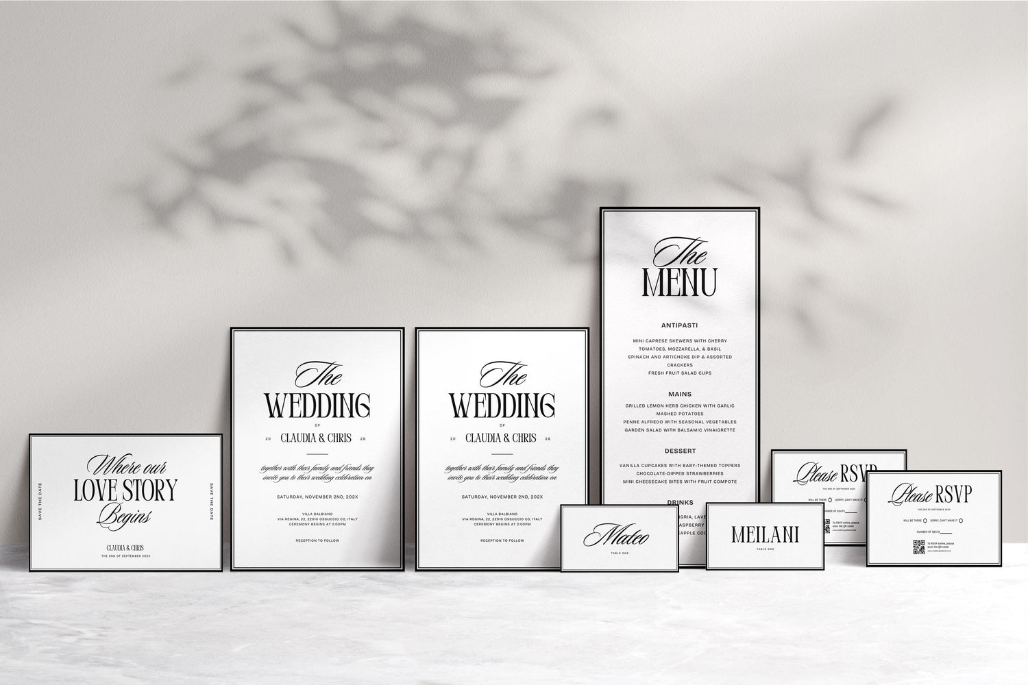 Elegant Minimalist Wedding Invitation Suite – Editable Canva Template Set for a Timeless Wedding