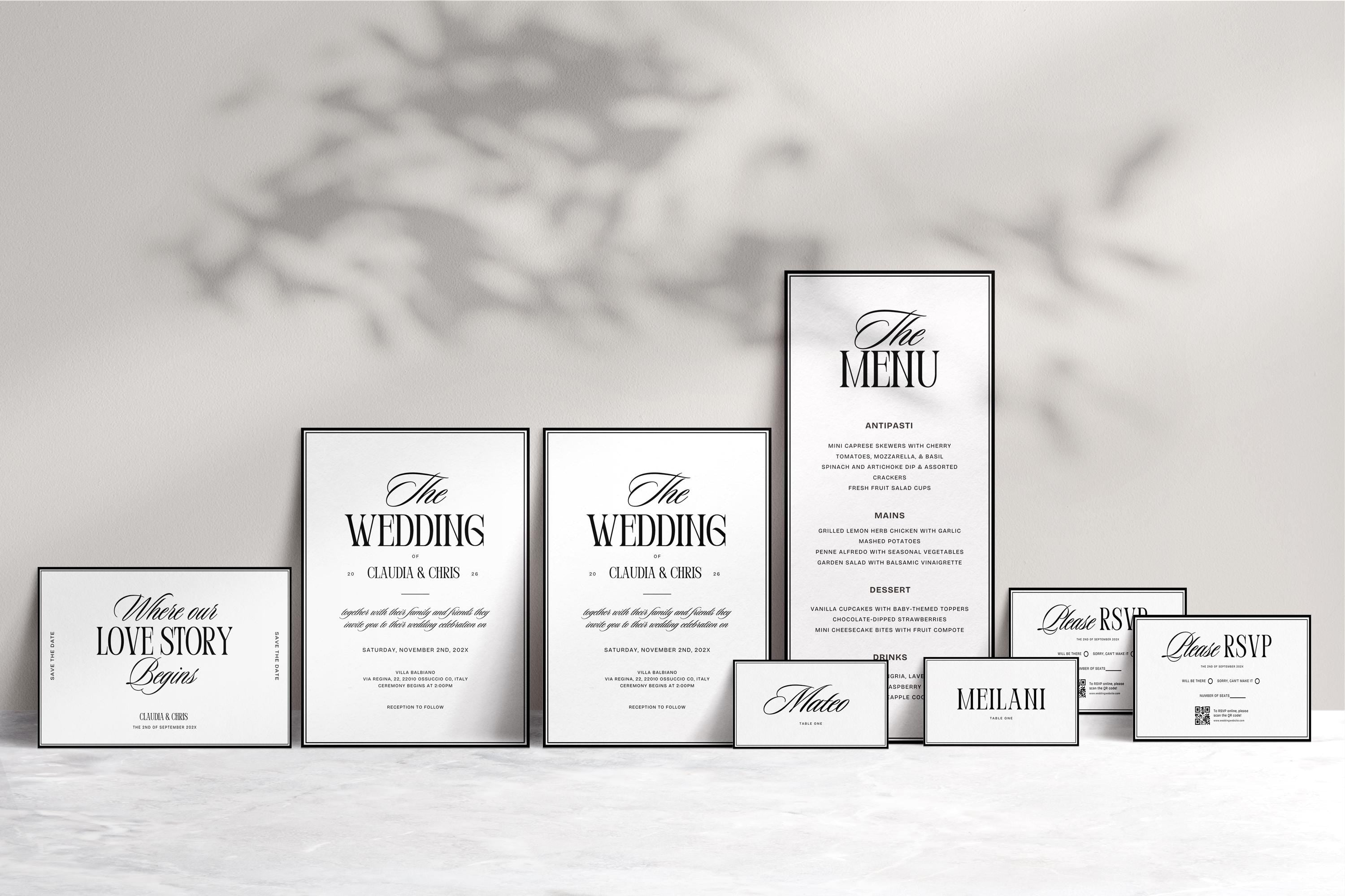 Elegant Minimalist Wedding Invitation Suite – Editable Canva Template Set for a Timeless Wedding