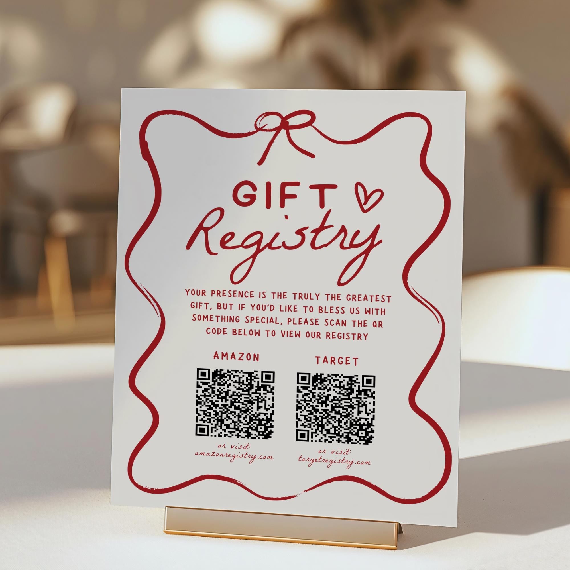 That’s Amore Gift Registry QR Code Sign – Italian Bridal Shower Template, Hand-Drawn Wedding Shower Sign, Editable Canva DIY