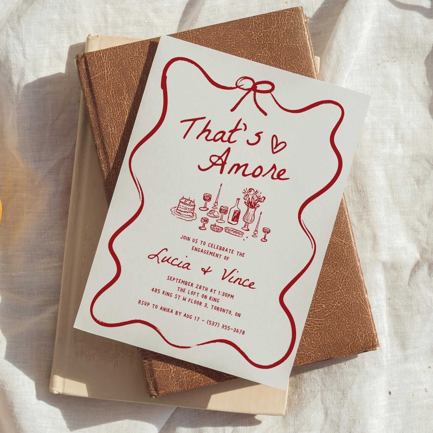 That’s Amore Engagement Party Invitation, Italian Bridal Shower Invitations, Whimsical Hand-Drawn Editable Template