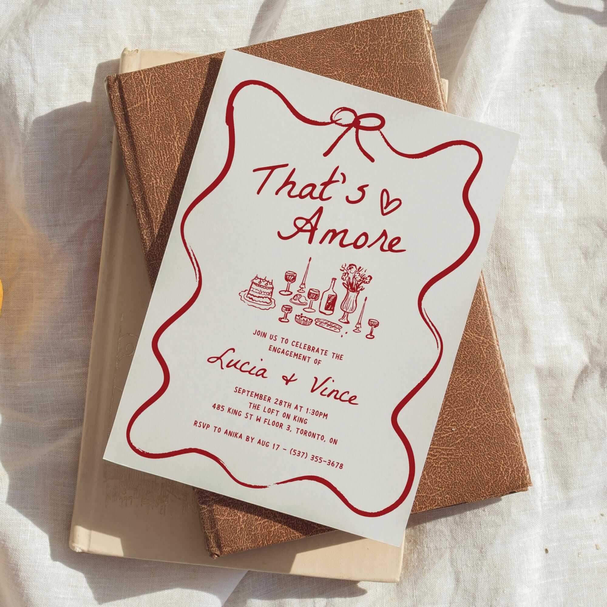 That’s Amore Engagement Party Invitation, Italian Bridal Shower Invitations, Whimsical Hand-Drawn Editable Template