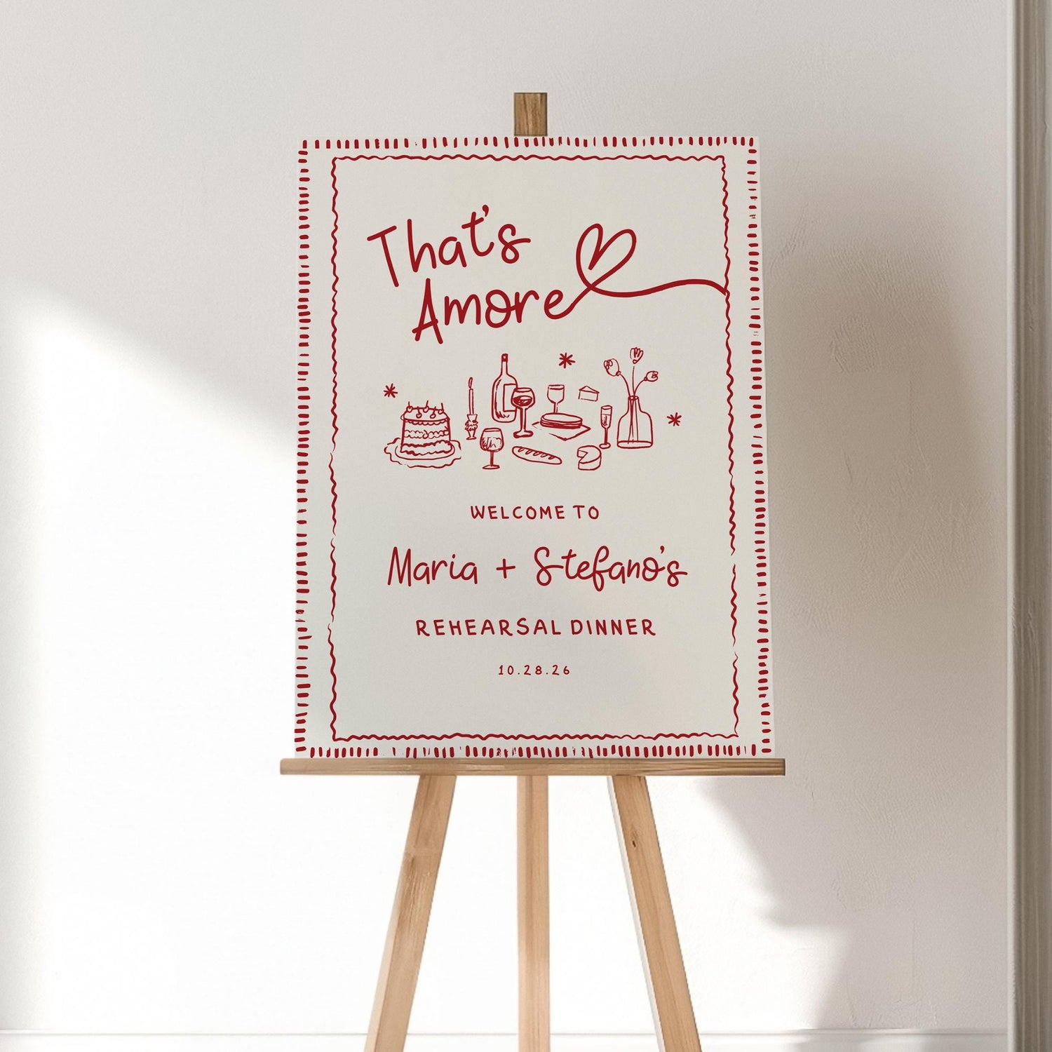 That’s Amore Rehearsal Dinner Welcome Sign – Editable Canva Template for Engagement or Wedding Events