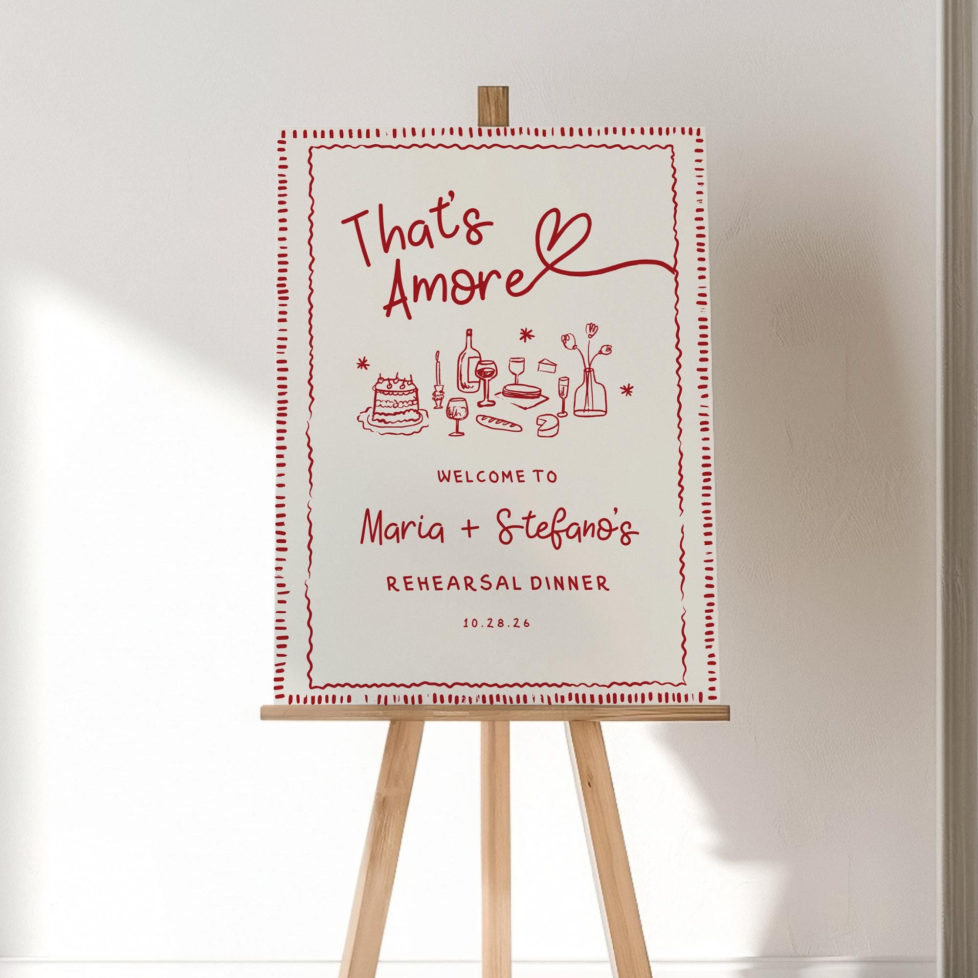 That’s Amore Rehearsal Dinner Welcome Sign – Editable Canva Template for Engagement or Wedding Events