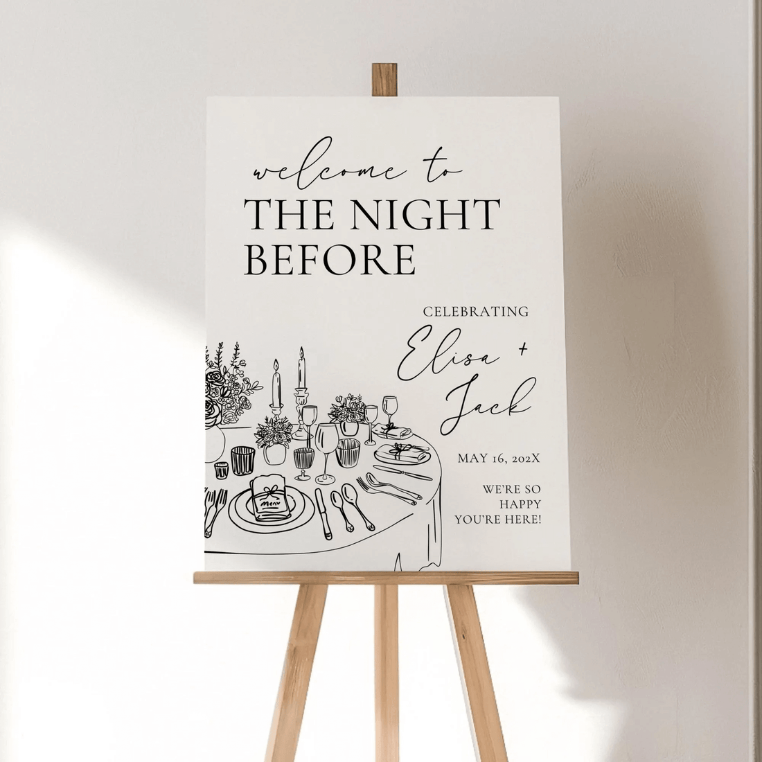 Night Before Rehearsal Dinner Welcome Sign – Editable Canva Template