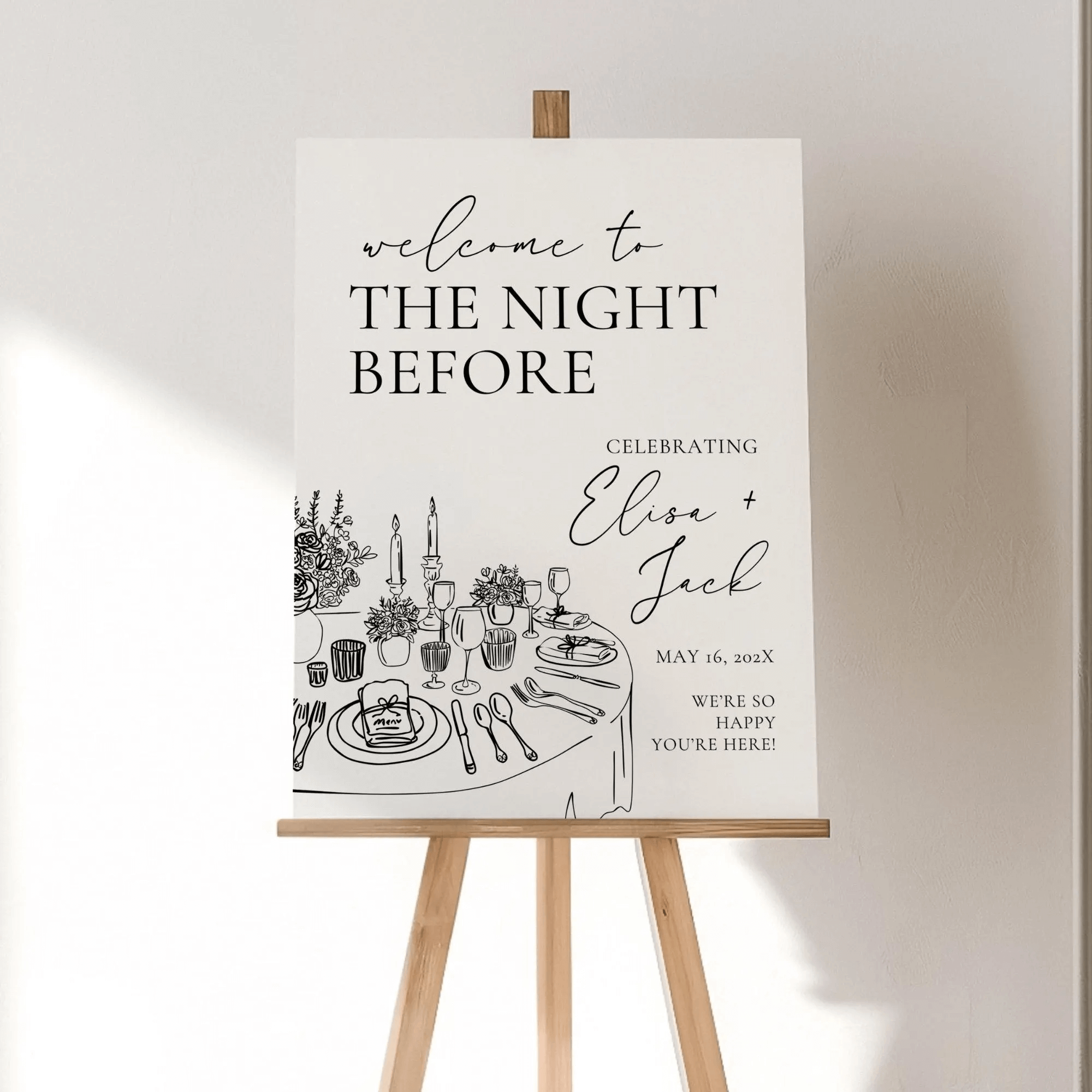 Night Before Rehearsal Dinner Welcome Sign – Editable Canva Template