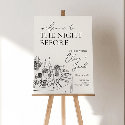 Night Before Rehearsal Dinner Welcome Sign – Editable Canva Template