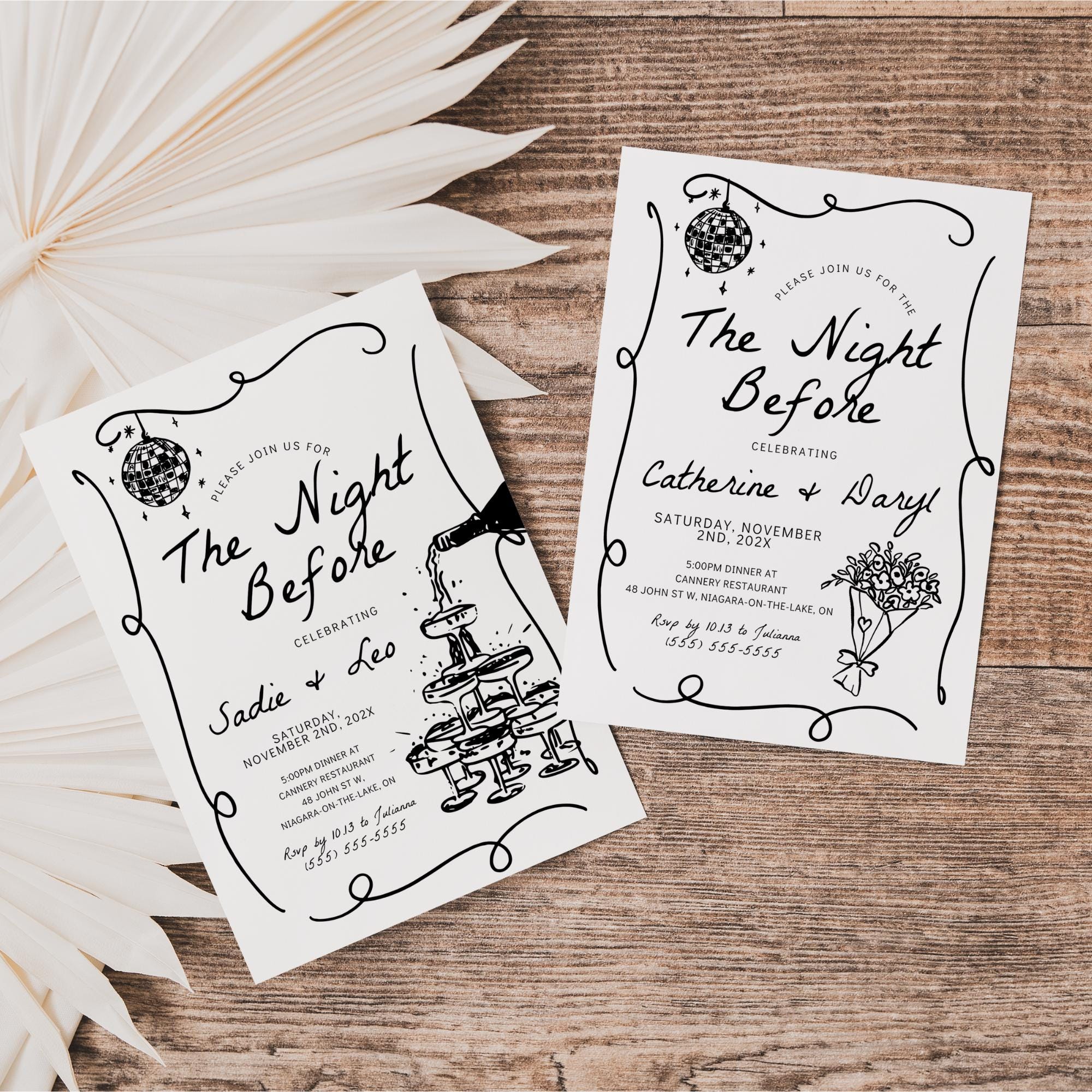 Rehearsal Dinner Invitation – Editable “The Night Before” Canva Template for Wedding or Engagement Party