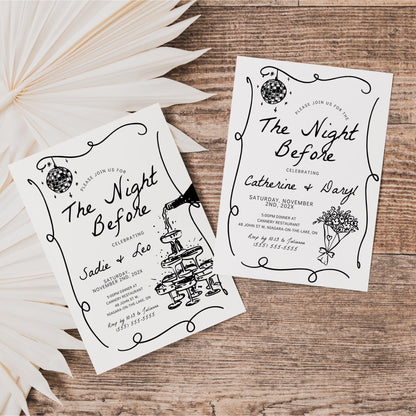Rehearsal Dinner Invitation – Editable “The Night Before” Canva Template for Wedding or Engagement Party