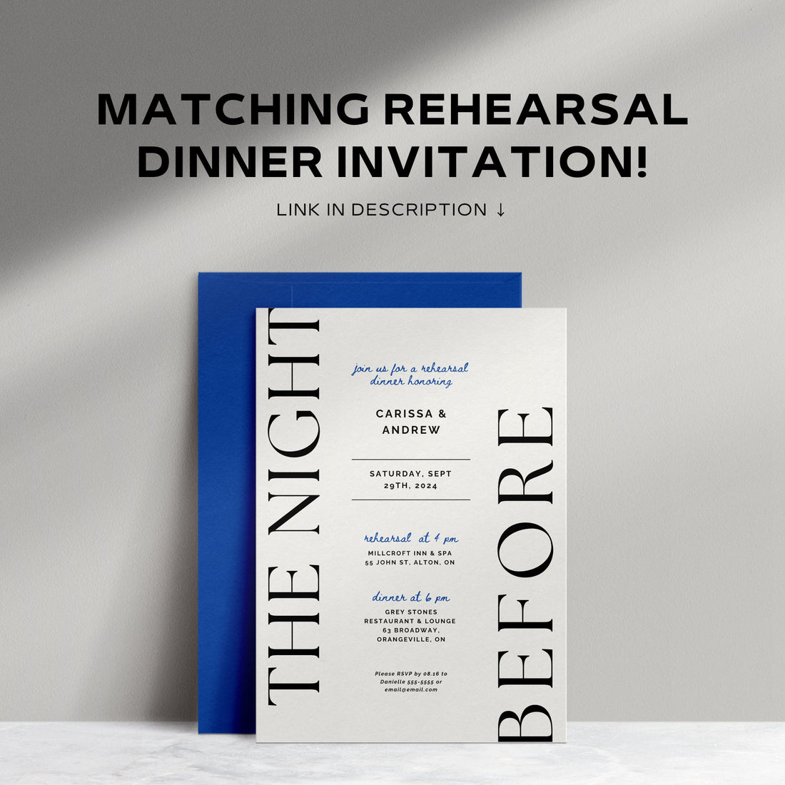 Rehearsal Dinner Sign Template – Large Wedding Welcome Sign, The Night Before Wedding, Editable Canva Digital Download