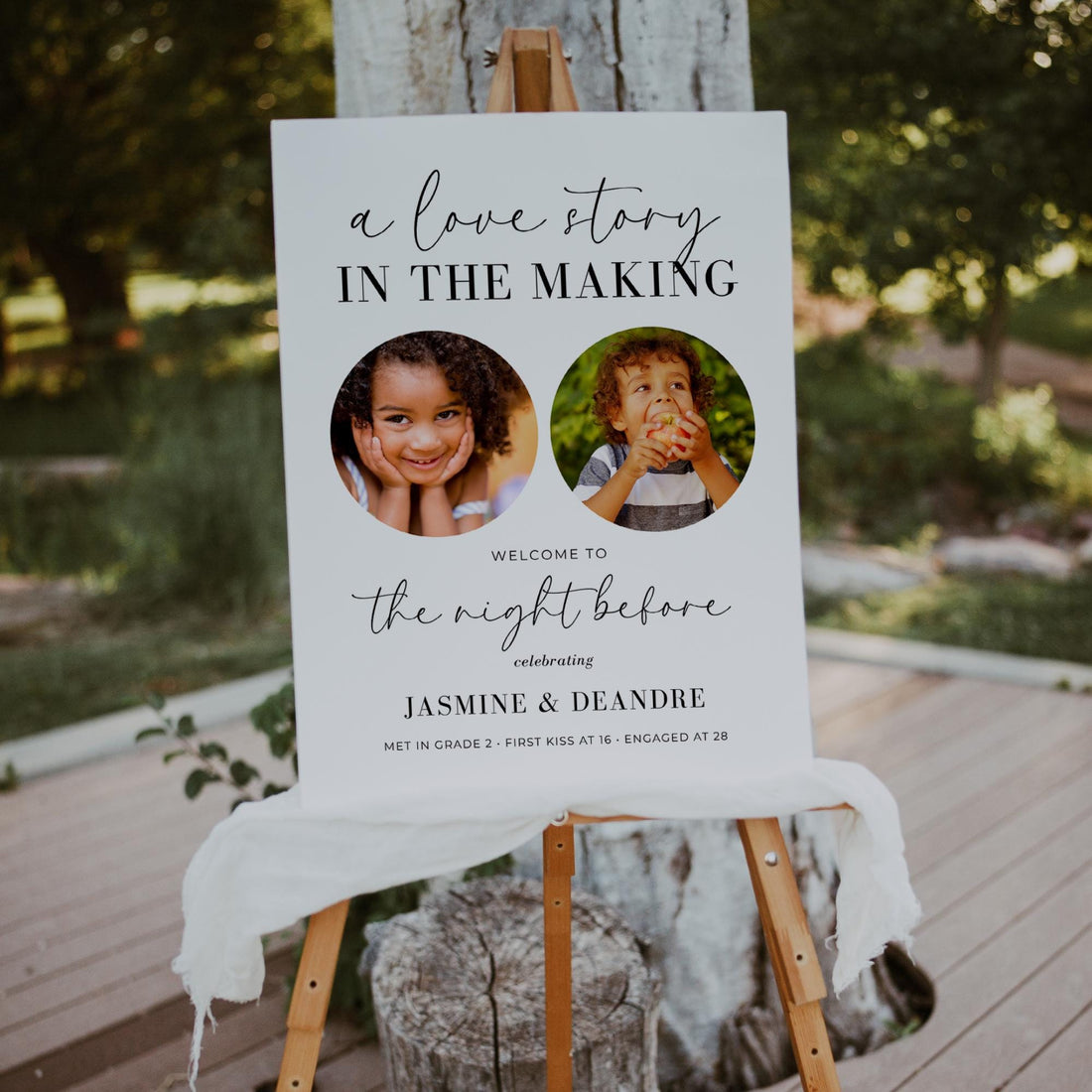 A Love Story The Night Before Rehearsal Dinner Welcome Sign Template – Editable Canva