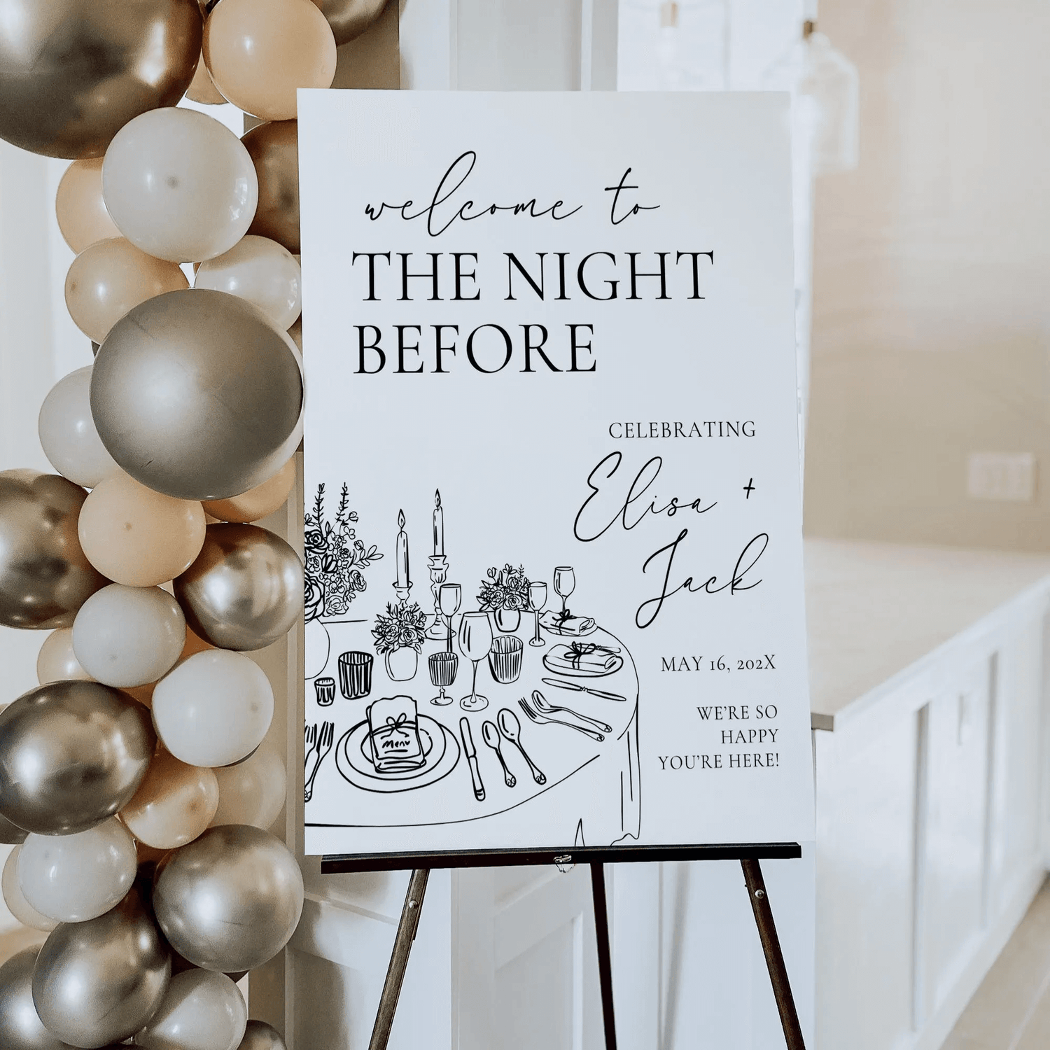 Night Before Rehearsal Dinner Welcome Sign – Editable Canva Template