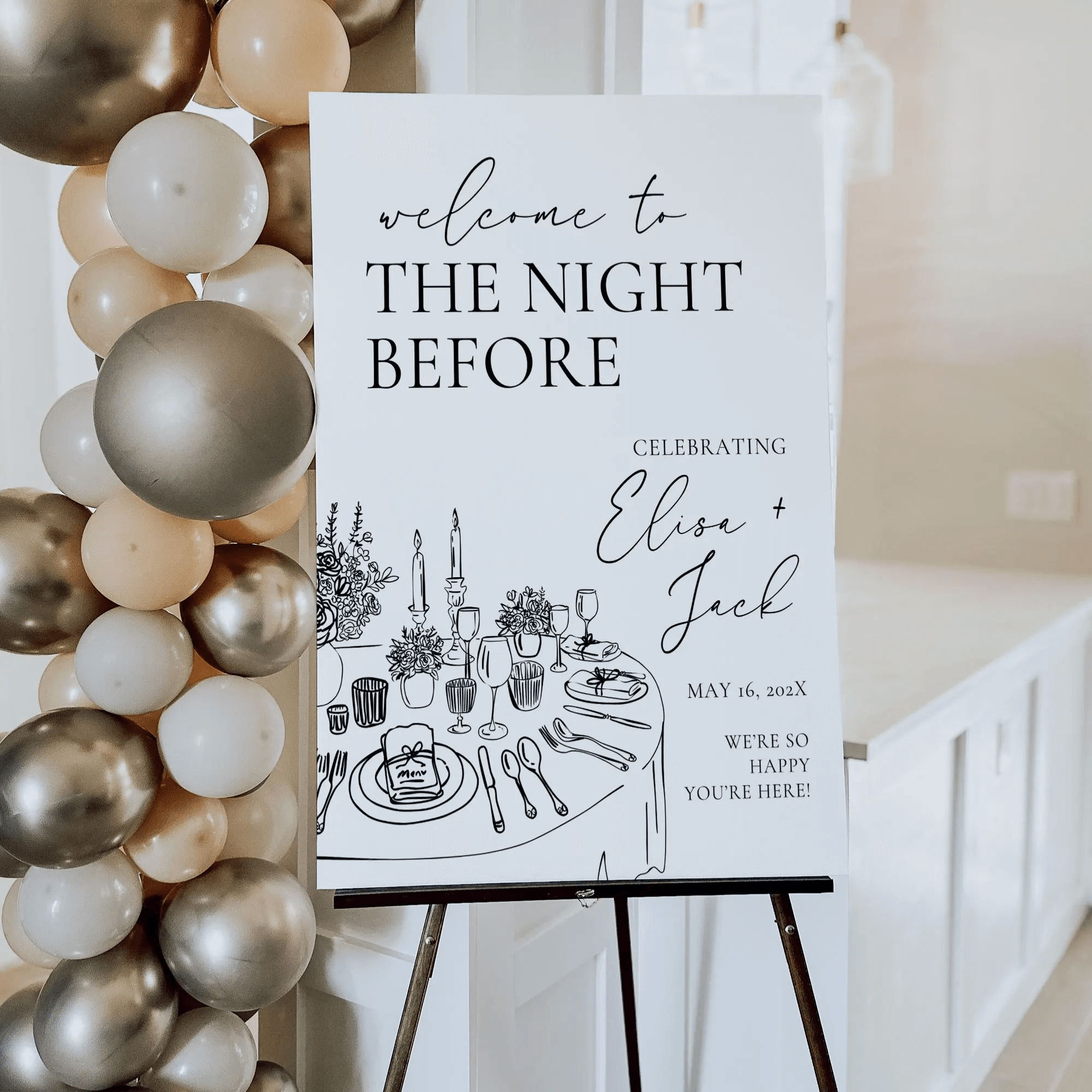 Night Before Rehearsal Dinner Welcome Sign – Editable Canva Template