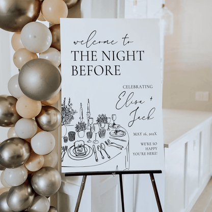 Night Before Rehearsal Dinner Welcome Sign – Editable Canva Template
