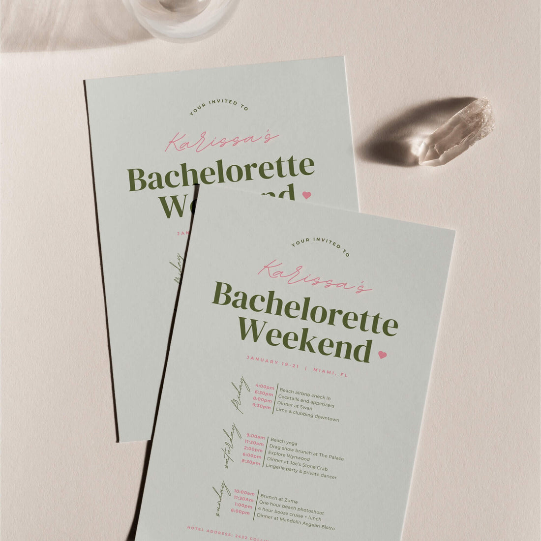 Miami Bachelorette Itinerary – Editable Travel Itinerary Canva Template