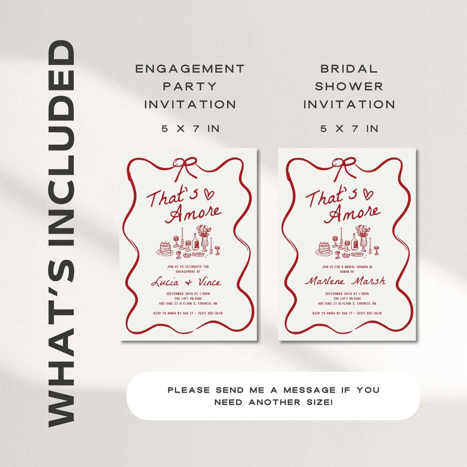 That’s Amore Engagement Party Invitation, Italian Bridal Shower Invitations, Whimsical Hand-Drawn Editable Template