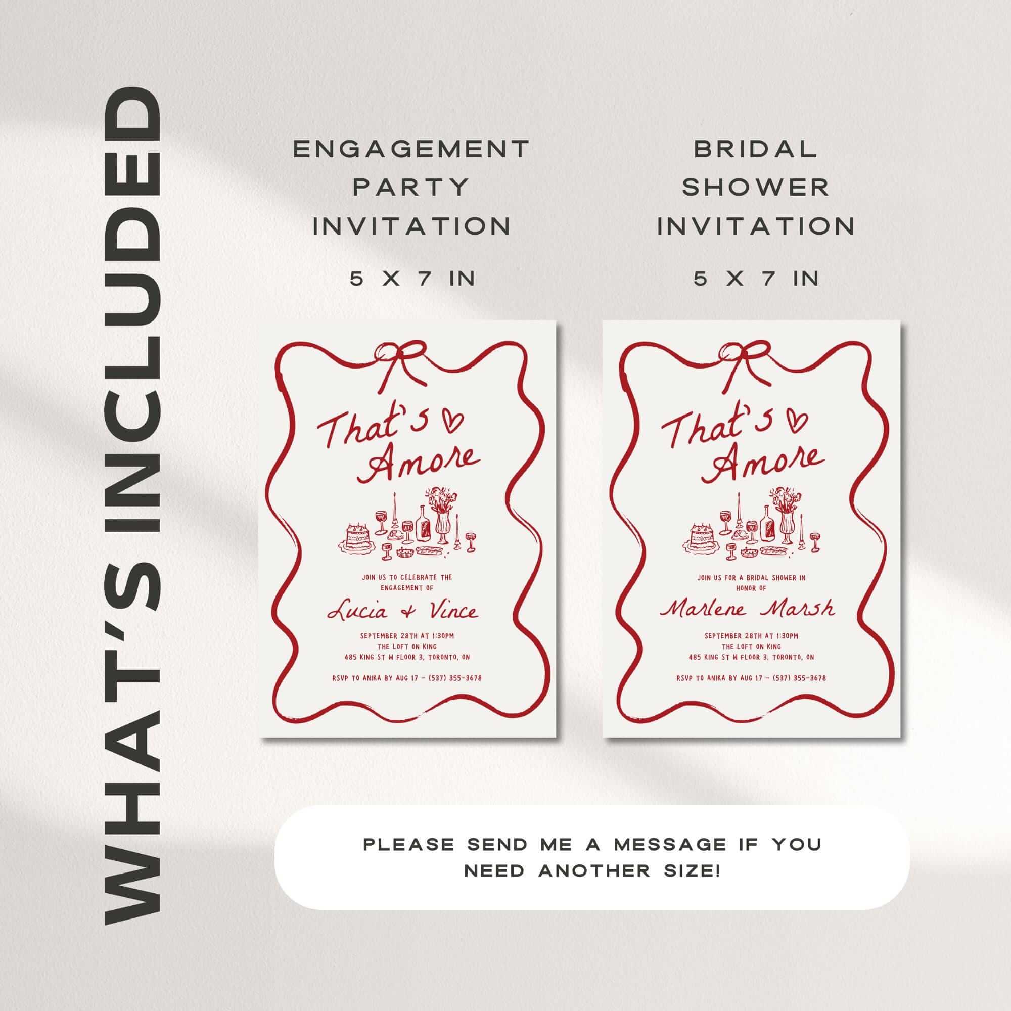 That’s Amore Engagement Party Invitation, Italian Bridal Shower Invitations, Whimsical Hand-Drawn Editable Template
