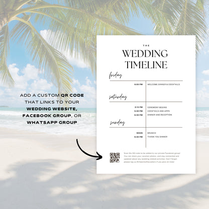 Minimalist Palm Tree Welcome Letter &amp; Wedding Itinerary - Canva Template