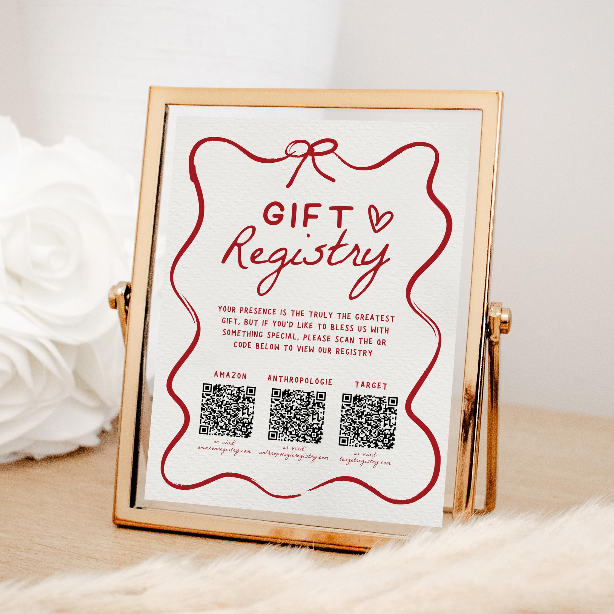 That’s Amore Gift Registry QR Code Sign – Italian Bridal Shower Template, Hand-Drawn Wedding Shower Sign, Editable Canva DIY