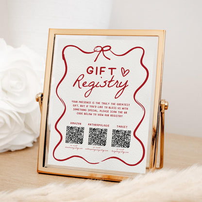 That’s Amore Gift Registry QR Code Sign – Italian Bridal Shower Template, Hand-Drawn Wedding Shower Sign, Editable Canva DIY