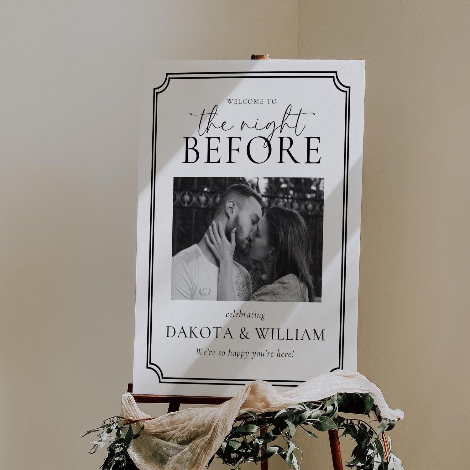 The Night Before Rehearsal Dinner Welcome Sign Template – Editable Photo Sign Canva