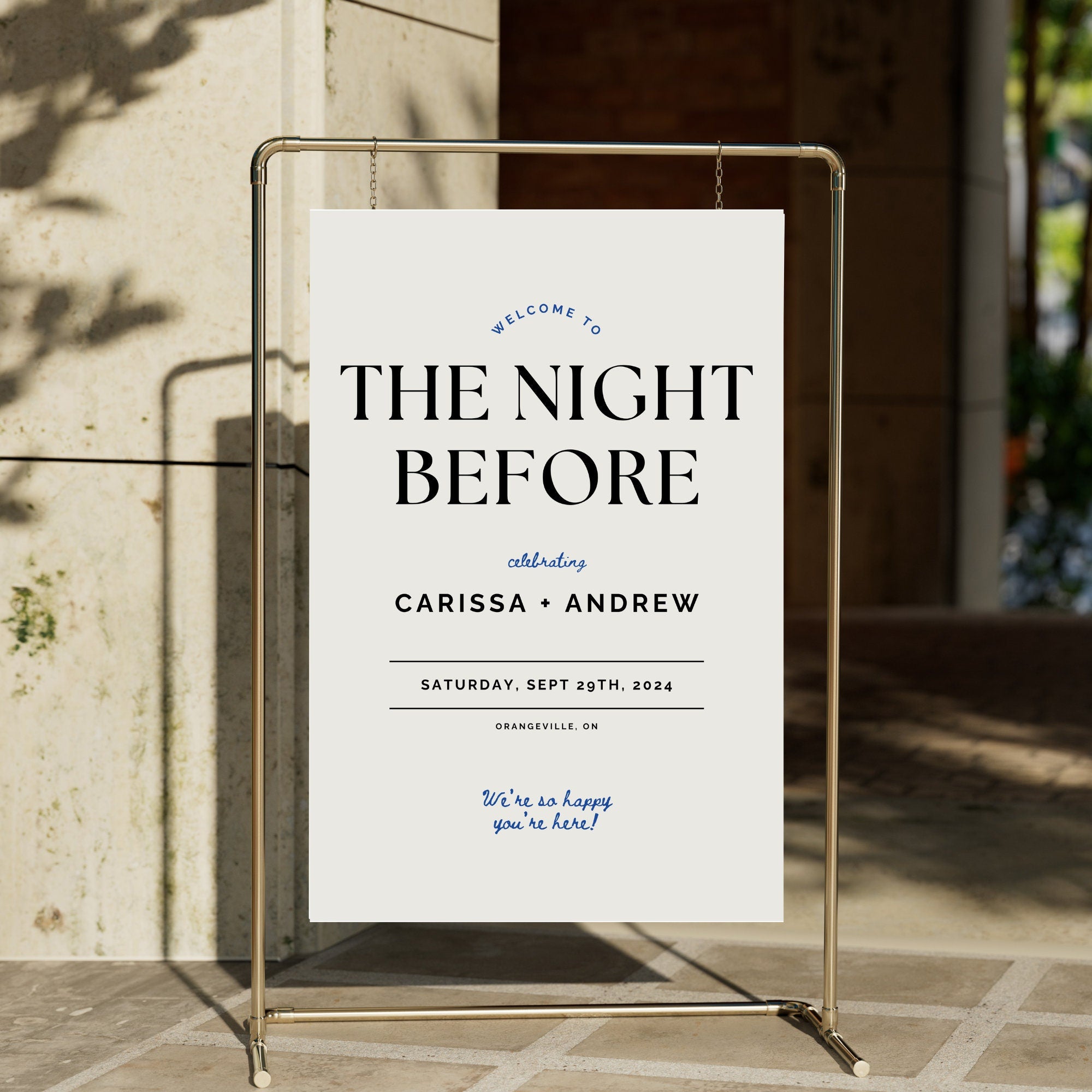 Rehearsal Dinner Sign Template – Large Wedding Welcome Sign, The Night Before Wedding, Editable Canva Digital Download