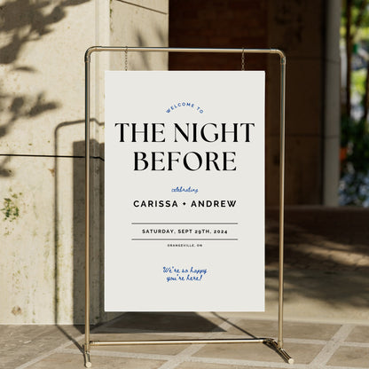 Rehearsal Dinner Sign Template – Large Wedding Welcome Sign, The Night Before Wedding, Editable Canva Digital Download
