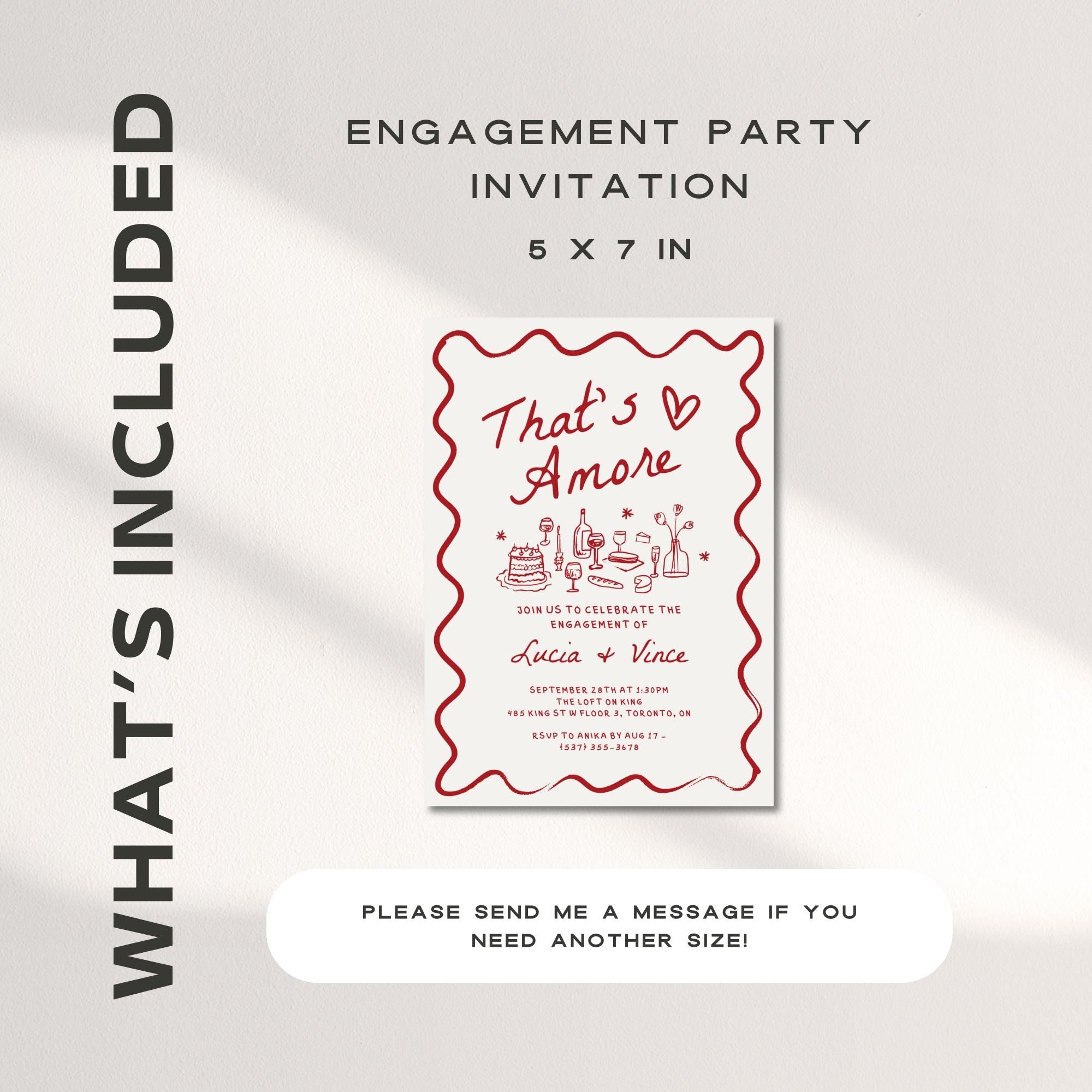 That’s Amore Engagement Party Invitation – Wavy Hand-Drawn Italian Bridal Shower Canva Template