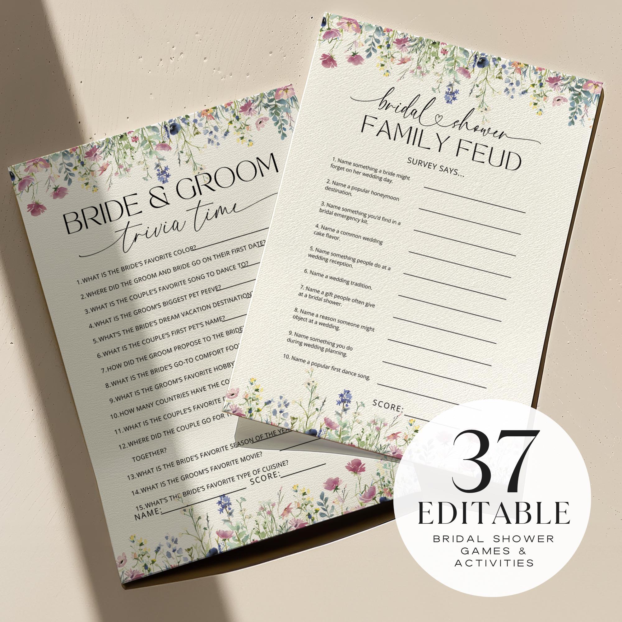 Wildflower Bridal Shower Games – Editable Floral Game Bundle