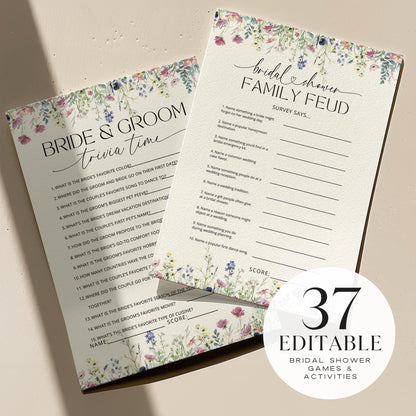 Wildflower Bridal Shower Games – Editable Floral Game Bundle